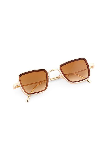 Angel Eyes Gold Rectangular Unisex Sunglasses Yw-2023b