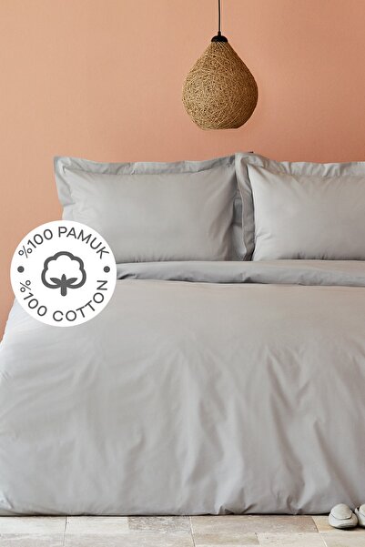 Karaca Home Back To Basic Сірий 100% бавовна Двоспальний комплект постільної білизни