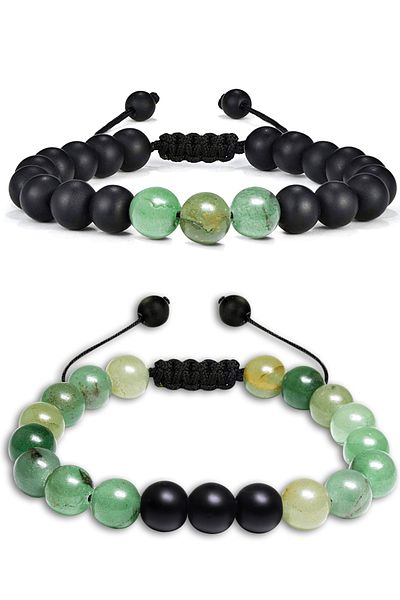 Tesbih Atölyesi Certified Natural Moss Agate Onyx Stone Natural Stone Bracelet Set