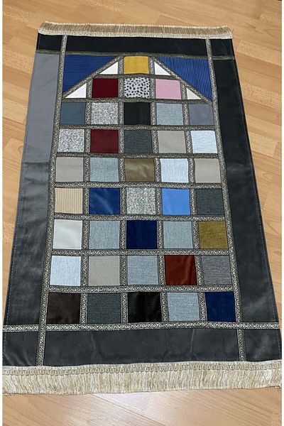 AYHANHOME Patchwork Patchwork Lined Velvet Dowry Gift Prayer Rug