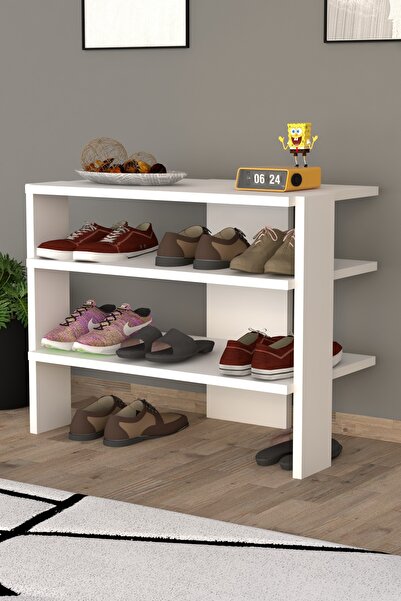 ANALİTİK MOBİLYA Vuhan Raflı Ayakkabılık Beyaz