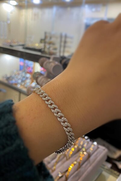 Erer Gümüş Gümüş 5 mm Ince Gurmet Taşlı Kadın Bileklik El462r26f