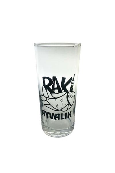 Jenisa Rakı Fish Ayvalık Oral Rakı Glass 6 Pieces Written Glass Cup