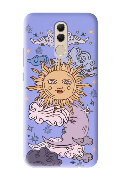 Spoyi حافظة هاتف متوافقة مع هاتف Huawei Mate 20 Lite بتصميم شمسي ريترو أرجواني