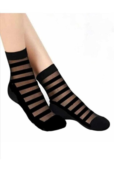 Miss Madam Women Socks Șosete de damă din tul negru - 3 perechi de cerc subți...