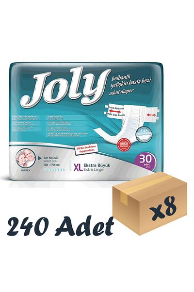 Joly Adult Patient Diapers with Flexible Waistband Xlarge 30 Pack 8 Pack 240 Pieces