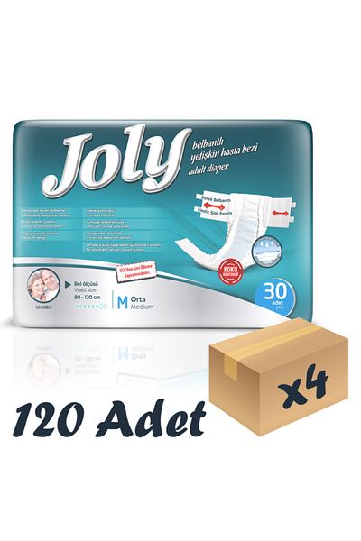 Joly Adult Patient Diapers with Flexible Waistband Medium 4 Packs of 30 120 Pieces