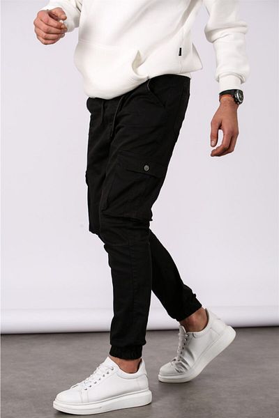 Madmext Schwarze Slim-Fit-Cargotaschenhose für Herren 5695