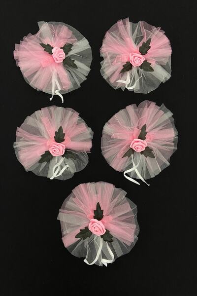 ZEYMERADE مجموعة زينة العروس والعريس الوردية 10 قطع