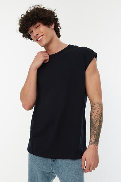 Trendyol Collection 2 db-os csomag sötétkék és szürke túlméretezett pamut ujjatlan alsóing - TMNSS22AL0070