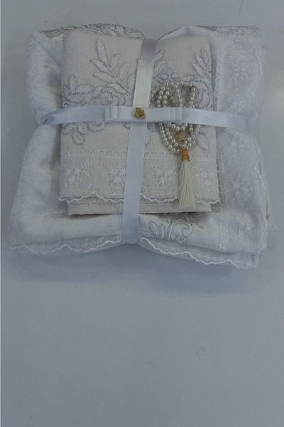 ceyizimdekor Set de covor de rugăciune pentru cadou ecru, 3 bucăți