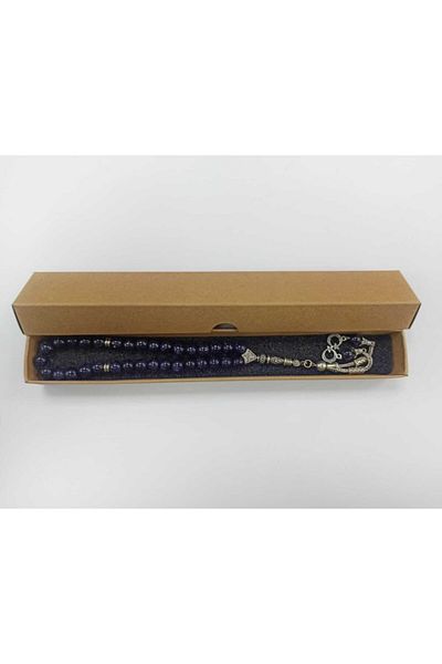Yüksel Boncuk 8mm Navy Blue Star Natural Stone Alpaca Rosary