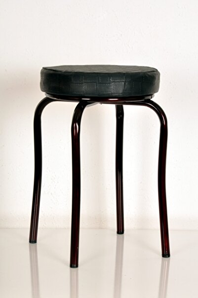 yılmaz masacılık 6 Adet Siyah Deri Bordo Profil Ahtapot Tabure Metal Tabure M...