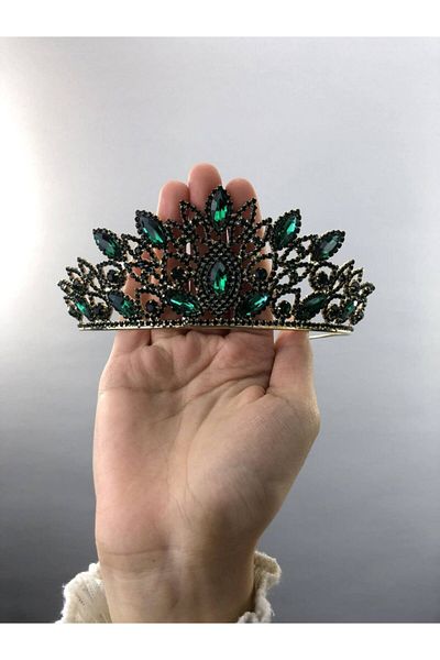 Hobigram Sophia Green Crystal Stone Henna și Coroana de Mireasă – Bandă de păr, Design Elegant, Accesoriu pentru Femei