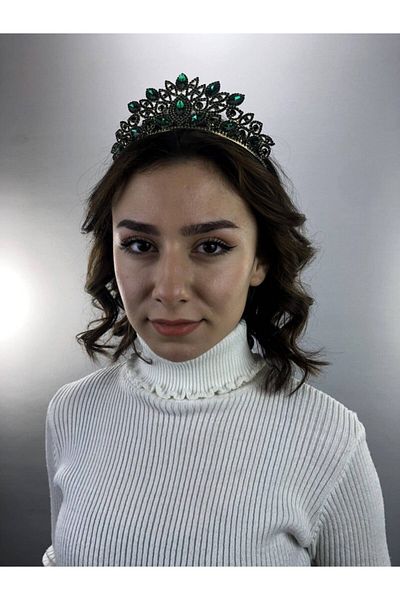 Hobigram Sophia Green Crystal Stone Henna și Coroana de Mireasă – Bandă de păr, Design Elegant, Accesoriu pentru Femei
