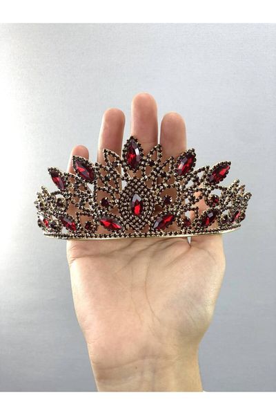 Hobigram Sophia Red Crystal Stone Henna și Coroana de Mireasă – Bandă de păr, Design Elegant, Accesoriu pentru Femei