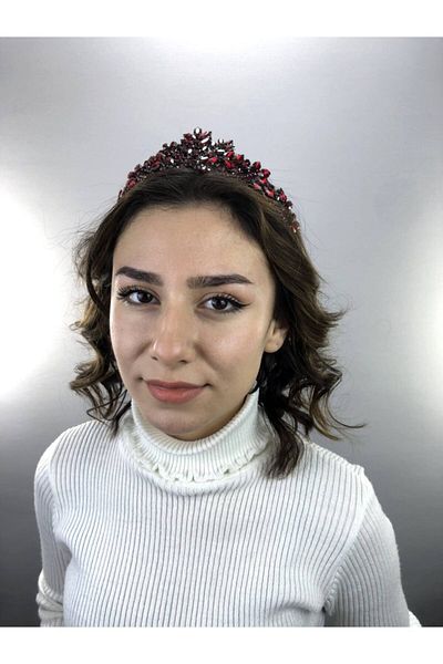 Hobigram Emma Burgundy Henna și Coroana Miresei – Bandă de păr, Design Elegant, Accesoriu pentru Femei