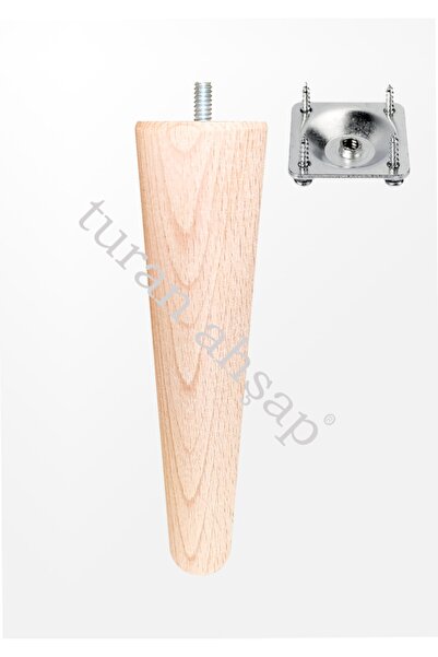 turanahşap Ahşap Konik Ayak - Uzunluk: 30 Cm //BAĞLANTI APARATIYLA BİRLİKTE G...