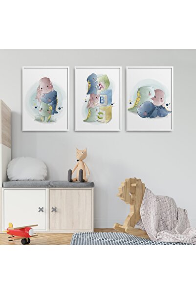 HOMEPACK Bela laminirana uokvirena dečija soba, set od 3 slika za decu - kids...