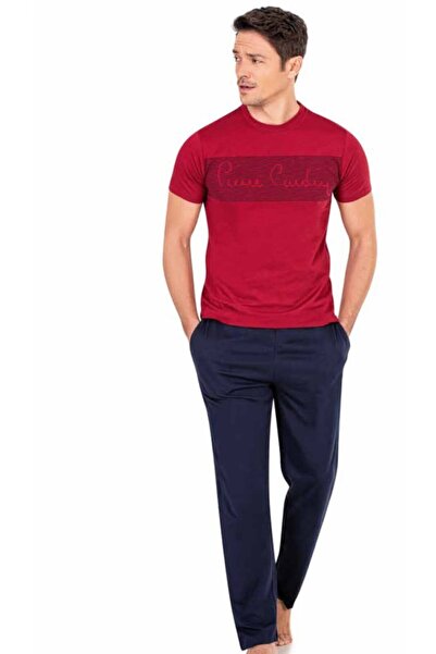 Pierre Cardin 5460 طقم بيجامة رجالي أحمر كلاريت