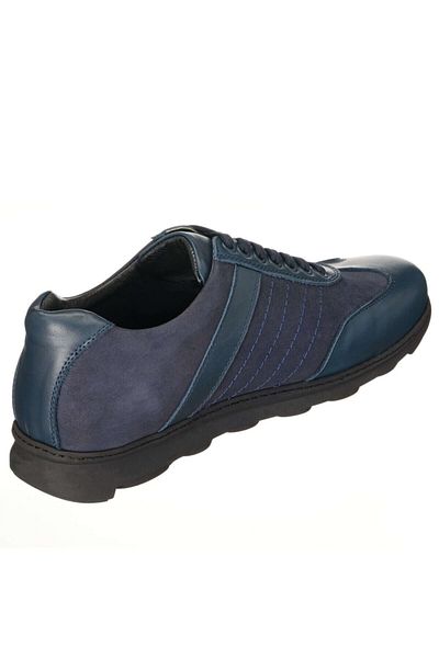 İriadam Navy Blue Leather Large Size Comfortable Stylish Wide Mold Suspension Orthopedic Rubber Sole New
