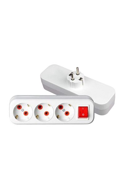Ayka White Color 1 Piece 3-Piece Golyat Plug Socket - Switched Grounded ( 7713300 )