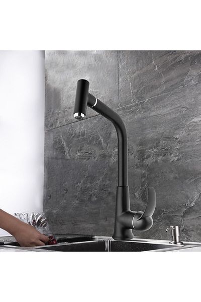 HMS T-max Kitchen Sink Faucet with Black Spiral