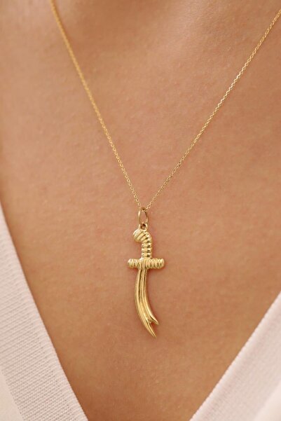 MİLET KUYUMCULUK 14 Ayar Altın Zülfikar Kılıç Forze Zincir Kolye