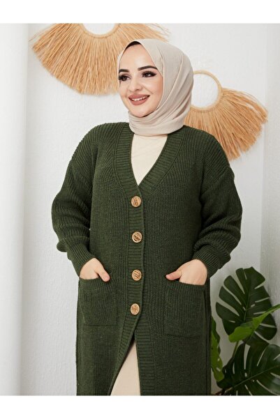 Pamuk Butik Γυναικείο πλεκτό με κουμπιά φαρδιά ζακέτα