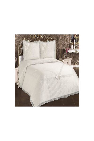 Çalışkan Çeyiz Evi Naime Pike Takımı Ve Yatak Örtüsü Kapitone Güpürlü Pike Takımı Yatak Örtüsü Çift Kişilik 225x250