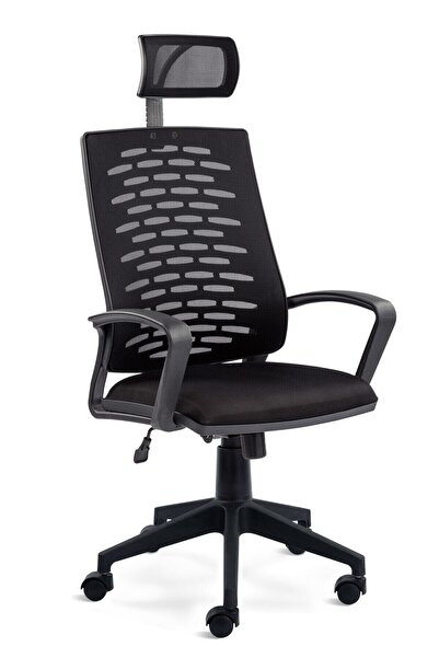 SERS MOBİLYA Panorama Fileli Müdür Koltuğu Ofis Fileli Koltuğu Başlıklı Büro Ofis Koltuğu