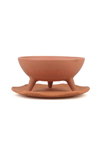 Cappadocia Pottery 20cm Ayaklı Tabaklı Doğal Terleyen El Yapımı Çömlek Toprak...