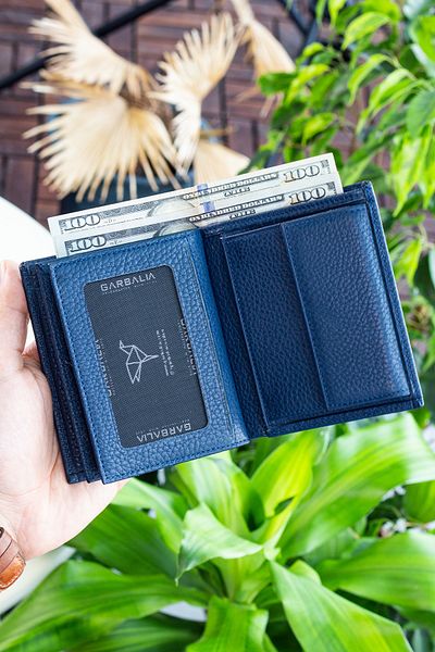 Garbalia Reynosa Genuine Leather Dark Blue Men's Wallet with Coin Compartment