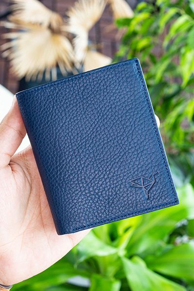 Garbalia Reynosa Genuine Leather Dark Blue Men's Wallet with Coin Compartment