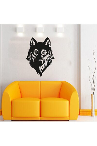 GİZEM SHOP Kurt Figürlü Duvar Dekoru,bozkurt Duvar Süsü, Ahşap Lazer Kesim Dekoratif Tablo Siyah