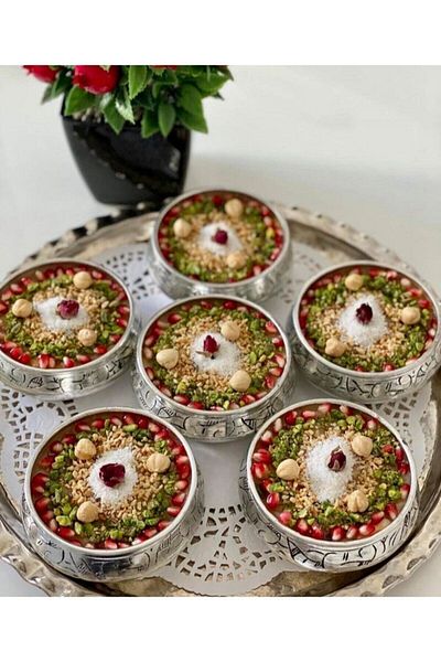 BAKIR Carved Embroidered Snack Bowl Set of 6 - 11 Cm