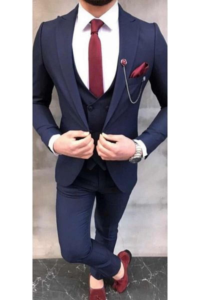 Tempee Solid Color Suit with Slim-Fit Vest
