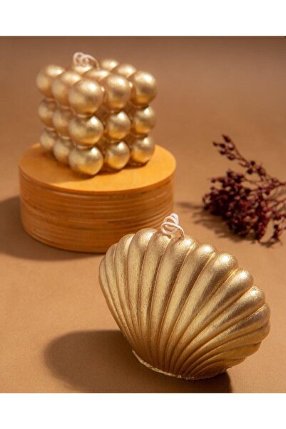 Genel Markalar Nbc Gold Dekoratif 2'li Mum Seti Buble - Istiridye 193