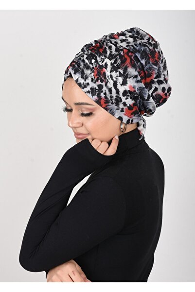 OykumBone Leopar Desenli Sahip Büzgülü Hazır Bone