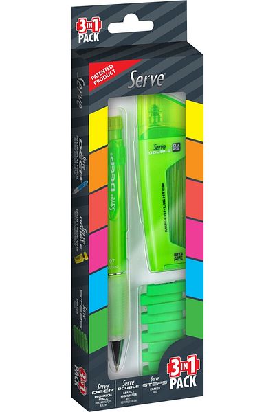 Serve Green Deep Double Steps Set of 3