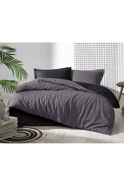 Özdilek Anthracite Black Single Ranforce Duvet Cover Set - Clormixdüz