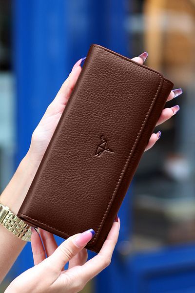 Garbalia Дамски комплект телефон и портфейл от естествена кожа Brown Angel