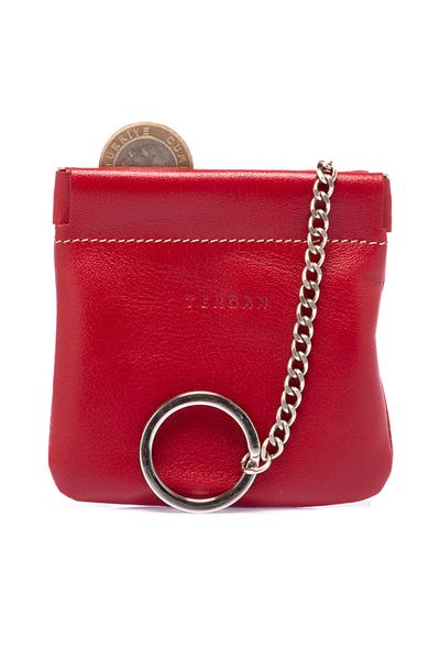 Tergan Red Leather Unisex Keychain 00249h27