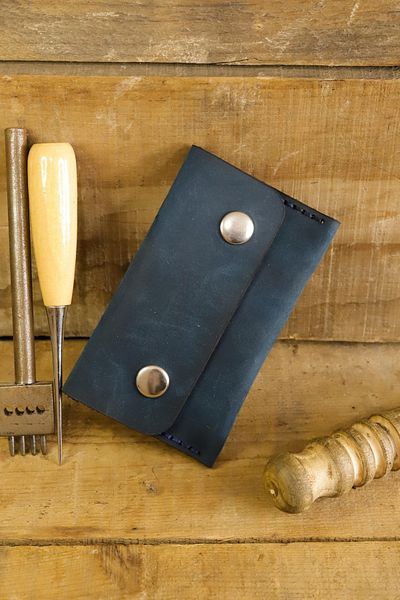 New Coast Leather 1900's Ανδρική Μπλε Γνήσια Δερμάτινη Χειροποίητη Κάρτα