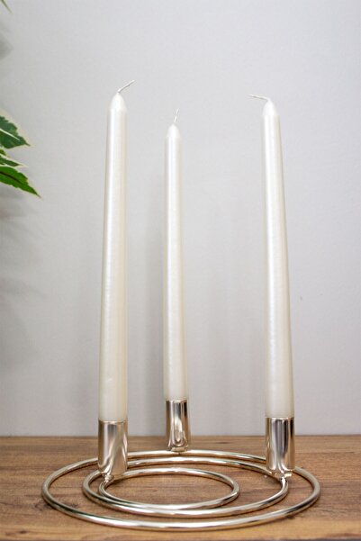 mba decor metal bending art 3 Lü Ince Yassı Halka Mumluk Şamdan Dekoratif Mum...