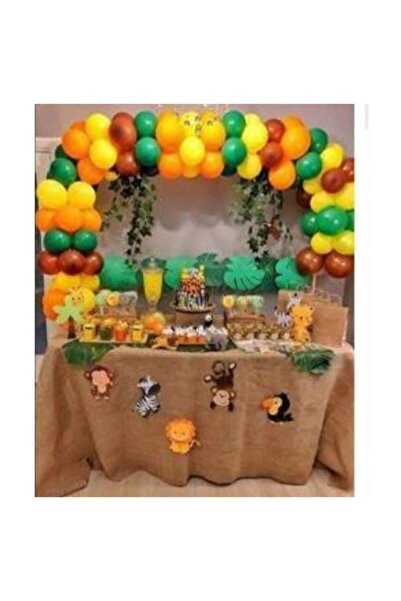 TATLI GÜNLER 100 Adet Metalik Balon Ve 5 Metre Balon Zinciri Seti, Safari Orm...