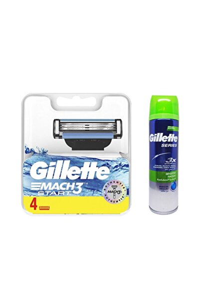 Gillette ماكينة حلاقة احتياطية من Mach3 Start 4 قطع + جل حلاقة