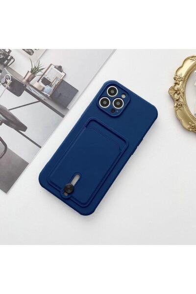 Miscase Iphone 12 Pro Kartlıklı Silikon Kamera Korumalı Kılıf Lacivert Uyumlu