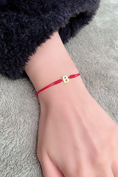 alberaccessories 925 Ayar Gümüş Tasarım 14 K Gold Kaplama Örgü B Harfi İp Şan...