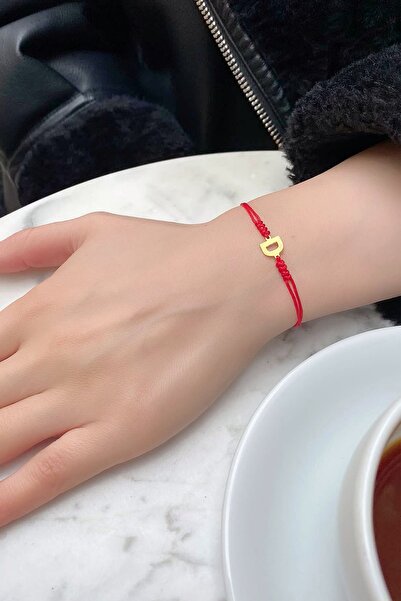 alberaccessories 925 Ayar Gümüş Tasarım 14 K Gold Kaplama Örgü D Harfi Ip Şan...